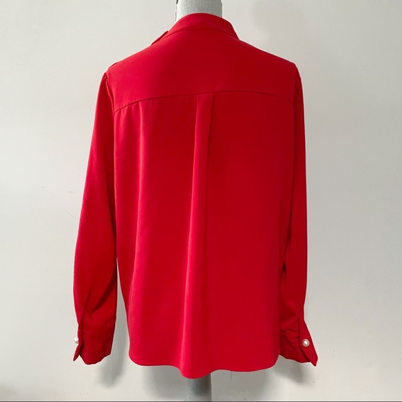 Zara blouse top red with pearl button details - Picture 4 of 5